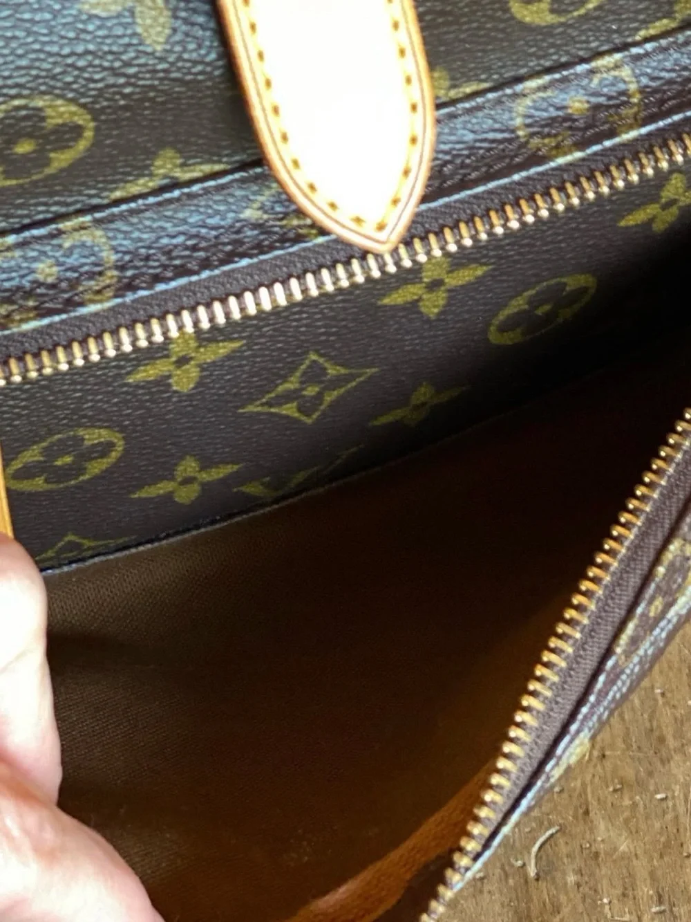 Louis Vuitton Monogram Canvas Backpack with Tan Leather Accents